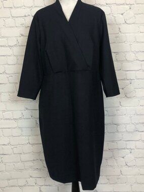 MM Lafleur Navy Wool Dress Size +1